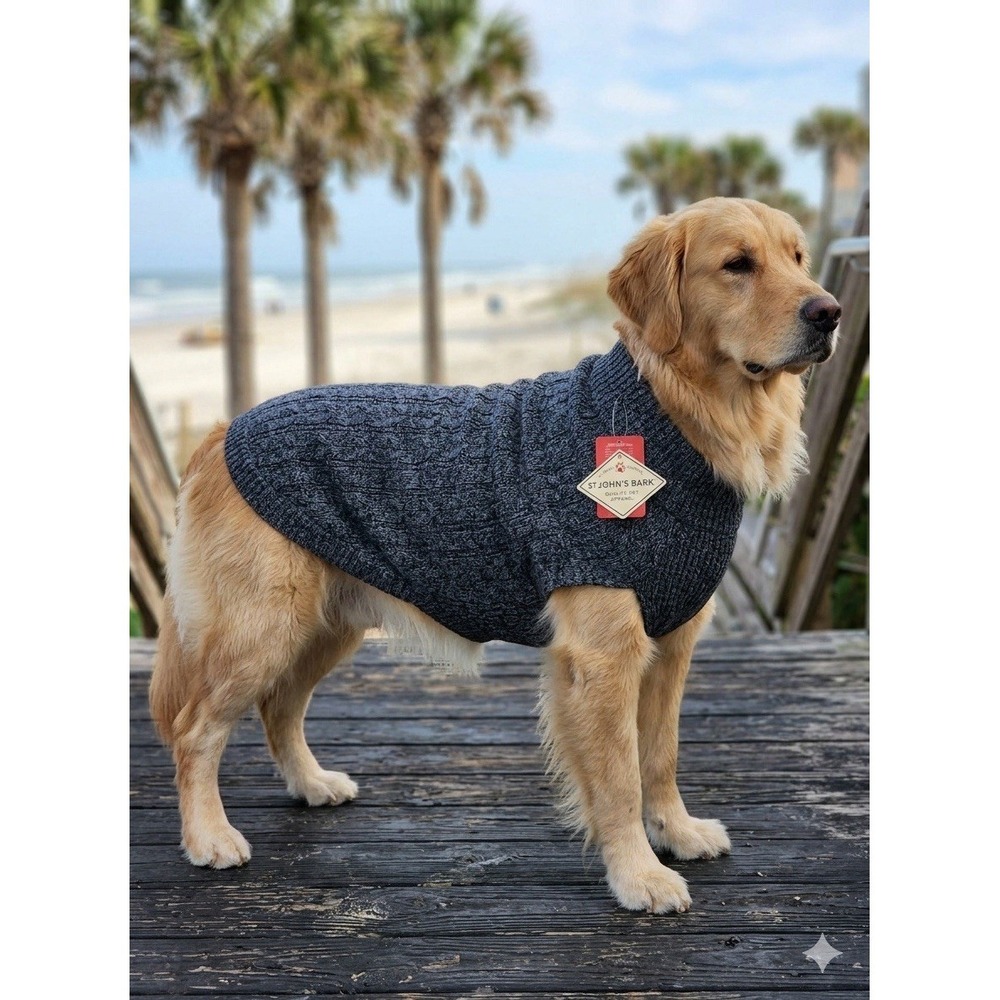 Heather grey/black dog sweater size Large‎ Winter Dog Sweater